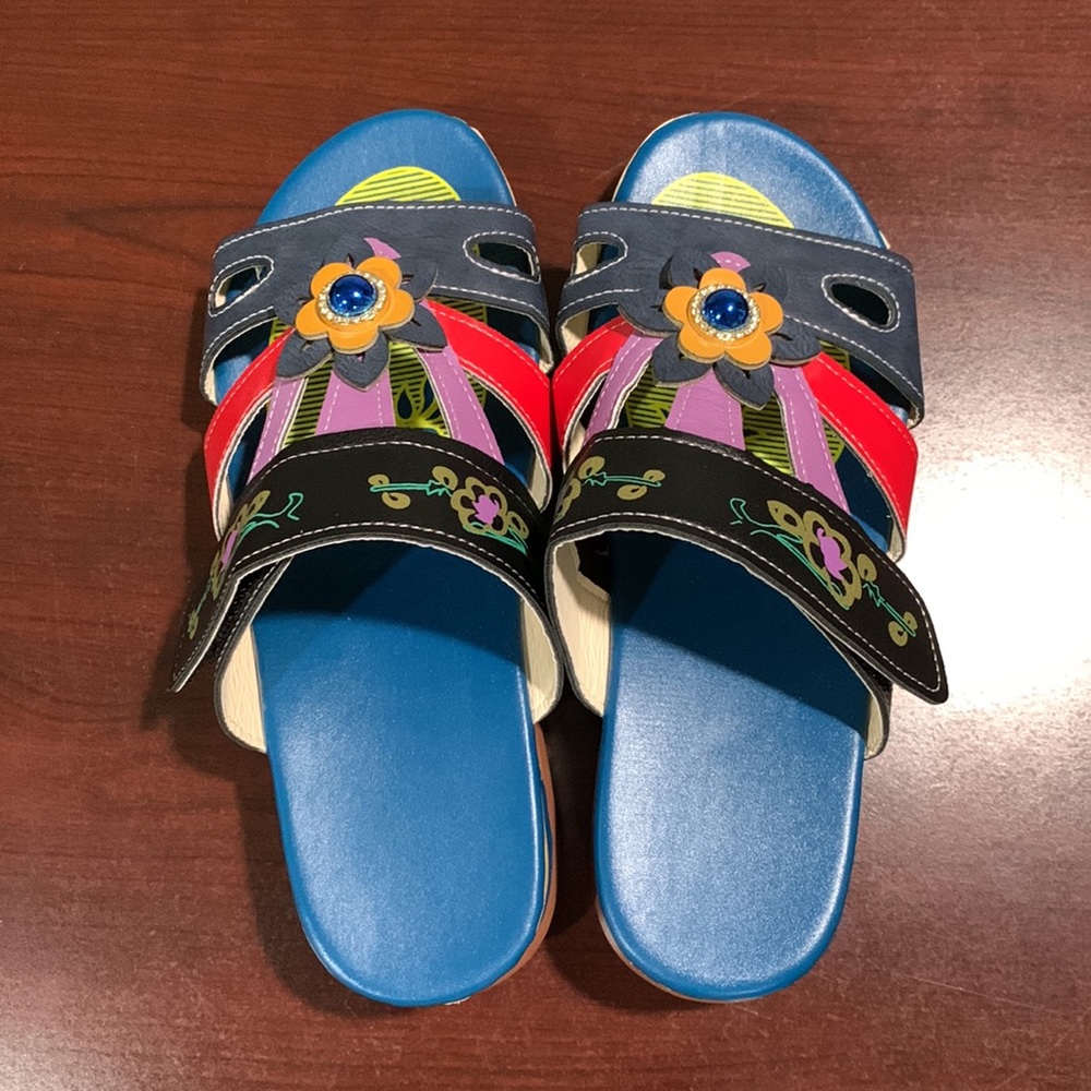 NWOT Colorful sandals, Velcro closure, Women’s size 10, never worn - Picture 5 of 6